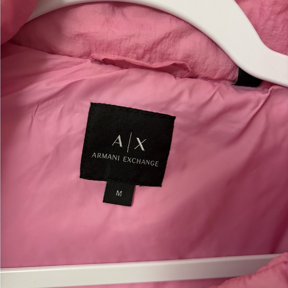 Armani Exchange Pink Puffer Jacket With Faux Fur Trim - Picture 3 of 9